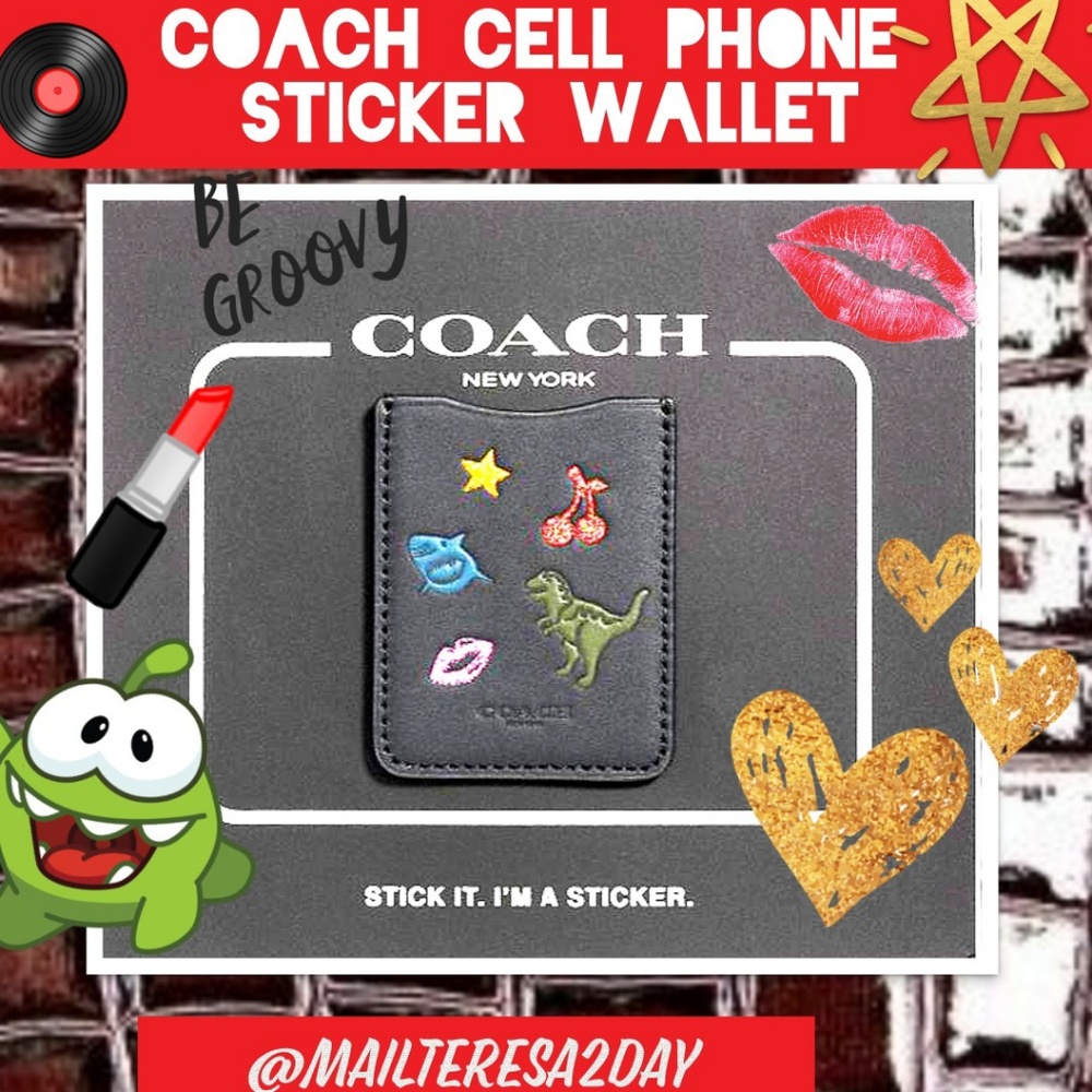 NWT COACH PHONE POCKET STICKER FOR DL,CARDS/CASH